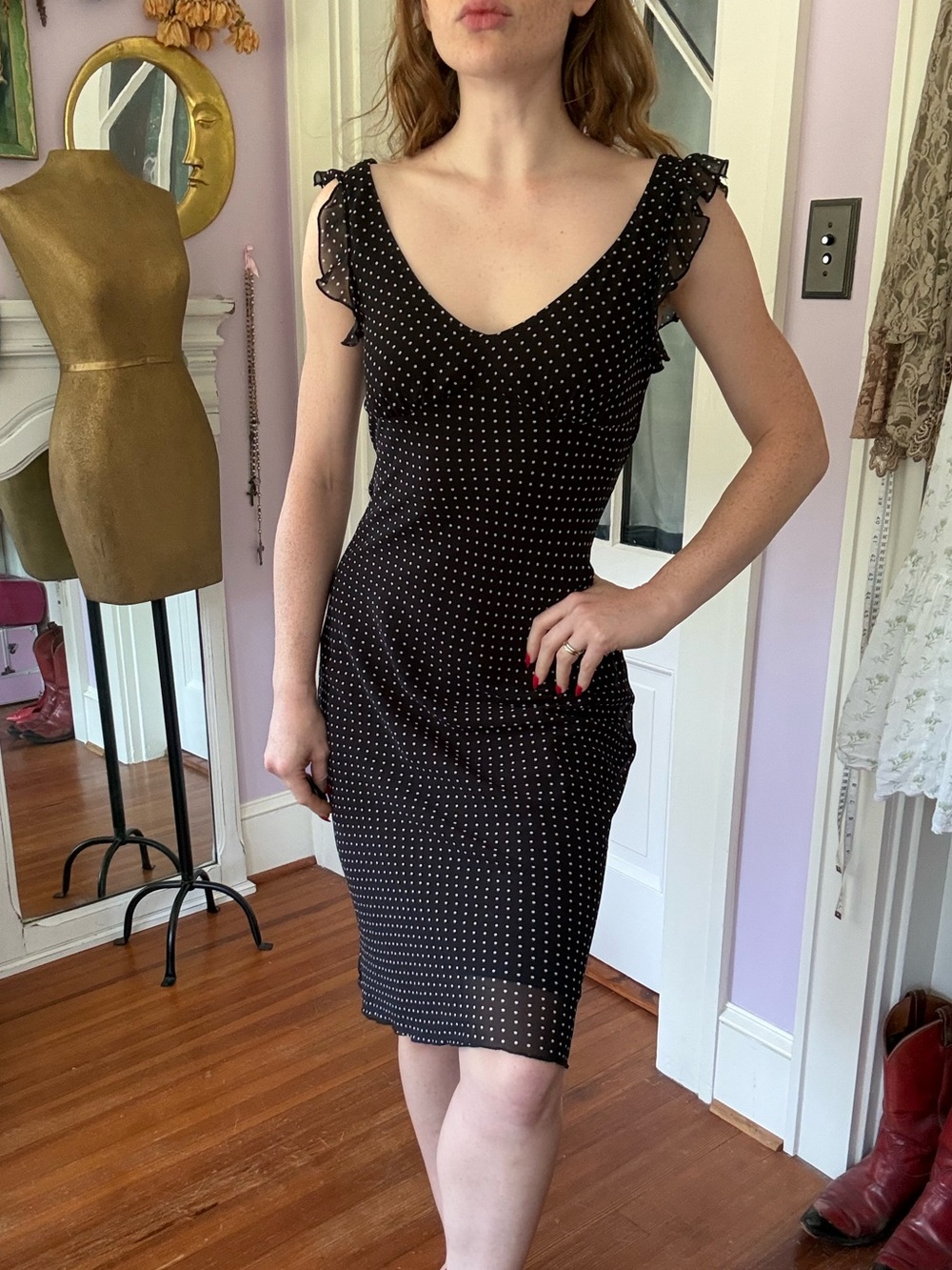 Vintage La Belle Polka Dot Midi Dress